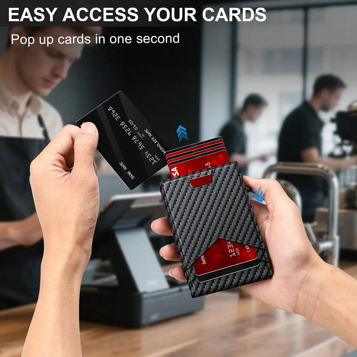 Men's RFID Minimalist Bifold Wallet - 1 ID Window, Pop-Up Card Holder, Money Clip, Gift Box Included - for Summer Vibes, Outdoor Fun,summerwins tiktokshopbacktoschool (main image)