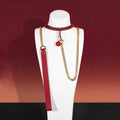 Burgundy Bell Choker Collar and Gold Chain Leash Set - Variant Image 1