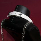 White Bow Bell Choker Collar and Chain Leash Set