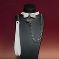 White Bow Bell Choker Collar and Chain Leash Set - Variant Image 1