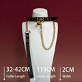 White and Black Bow Bell Choker Collar and Leash Set - Variant Image 1