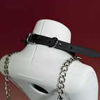 Pink Flower Charm Studded Choker Collar and Chain Leash Set