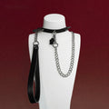 Pink Flower Charm Studded Choker Collar and Chain Leash Set - Variant Image 1