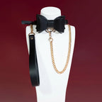 Large Pink and Black Bow Choker Collar and Leash Set - Variant Image 2