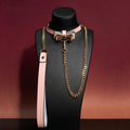 Black and Pink Bow Heart Choker Collar and Leash Set