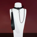 Black Double-Ring Bell Choker Collar and Chain Leash Set - Variant Image 1