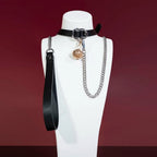 Black Double-Ring Bell Choker Collar and Chain Leash Set - Variant Image 3