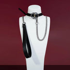 Black Double-Ring Bell Choker Collar and Chain Leash Set - Variant Image 4