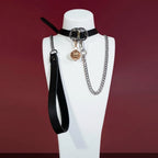 Black Double-Ring Bell Choker Collar and Chain Leash Set - Variant Image 6