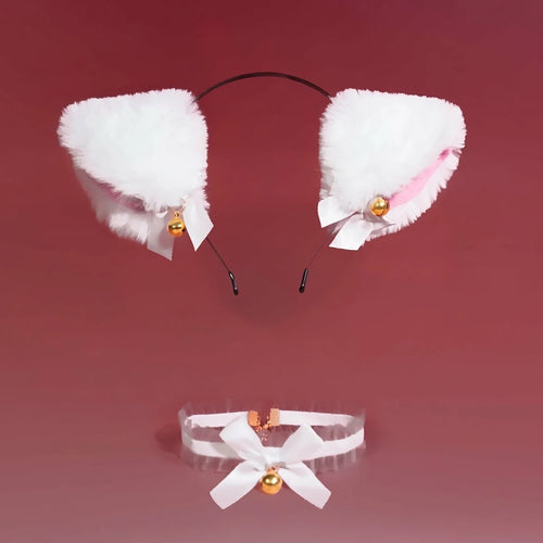 Cat and Fox Ear Headband with Matching Lace Choker