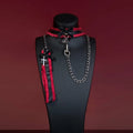 Red Lace Cross Bell Choker Collar and Chain Leash Set - Variant Image 1