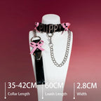 Black Patent Puppy Letter Bow Choker Collar Set