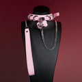 Pink Bone Tag Bell Choker Collar and Chain Leash Set - Variant Image 1