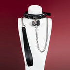 Pink Bone Tag Bell Choker Collar and Chain Leash Set - Variant Image 2