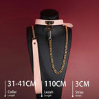 Black Leather Heart Charm Choker Collar Set