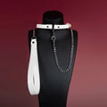 White Leather Ring Choker Collar and Chain Leash Set - Variant Image 1