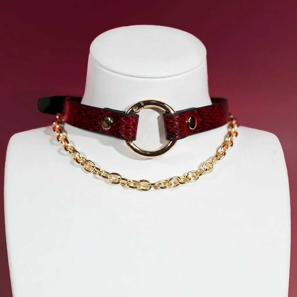 Designer O-Ring Choker Collar with Layered Gold Chains - Variant Image 1