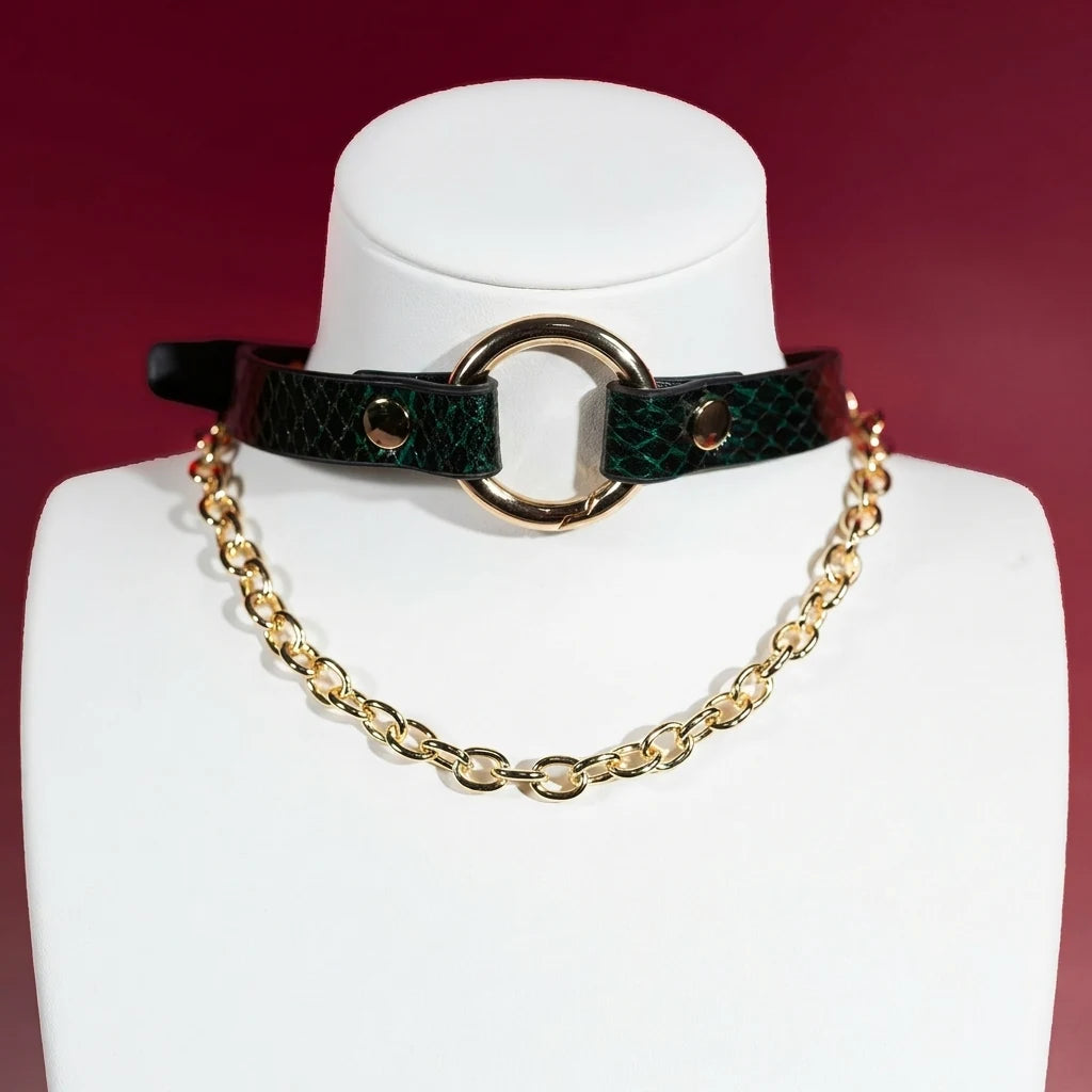 Designer O-Ring Choker Collar with Layered Gold Chains - Variant Image 2