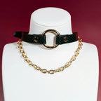 Designer O-Ring Choker Collar with Layered Gold Chains - Variant Image 2