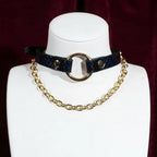 Designer O-Ring Choker Collar with Layered Gold Chains - Variant Image 3