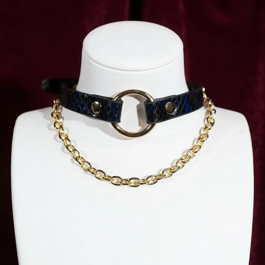 Designer O-Ring Choker Collar with Layered Gold Chains - Variant Image 3
