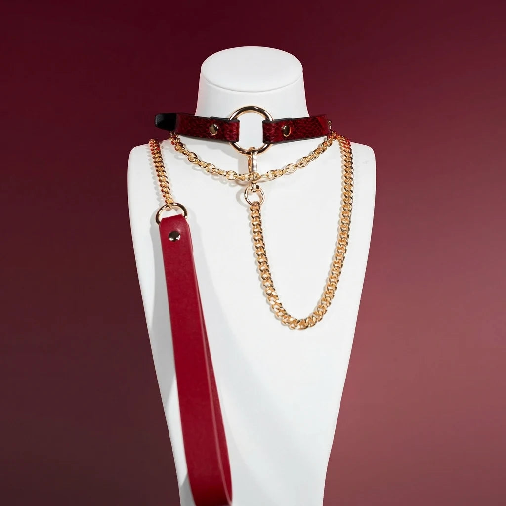 Designer O-Ring Choker Collar with Layered Gold Chains - Variant Image 4