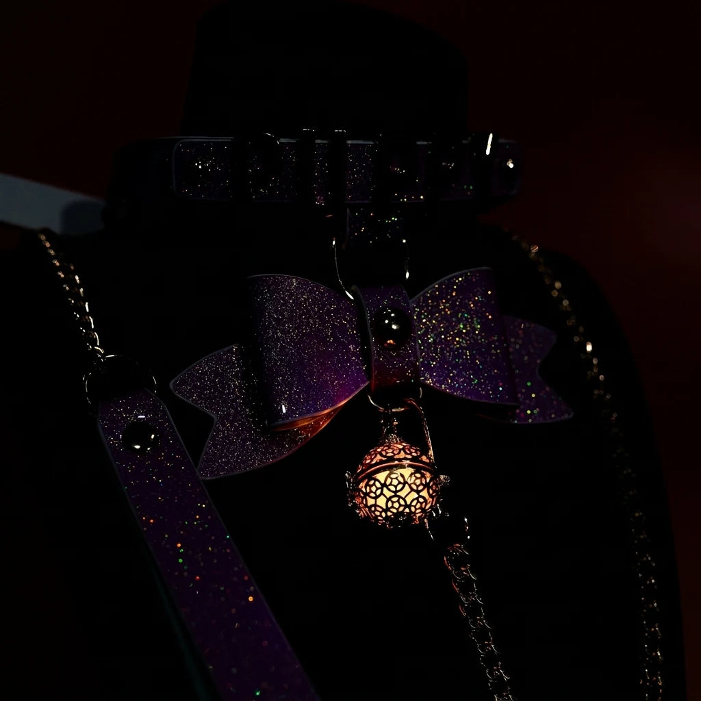 Glow-in-the-Dark Puppy Bow Bell Choker Collar Set