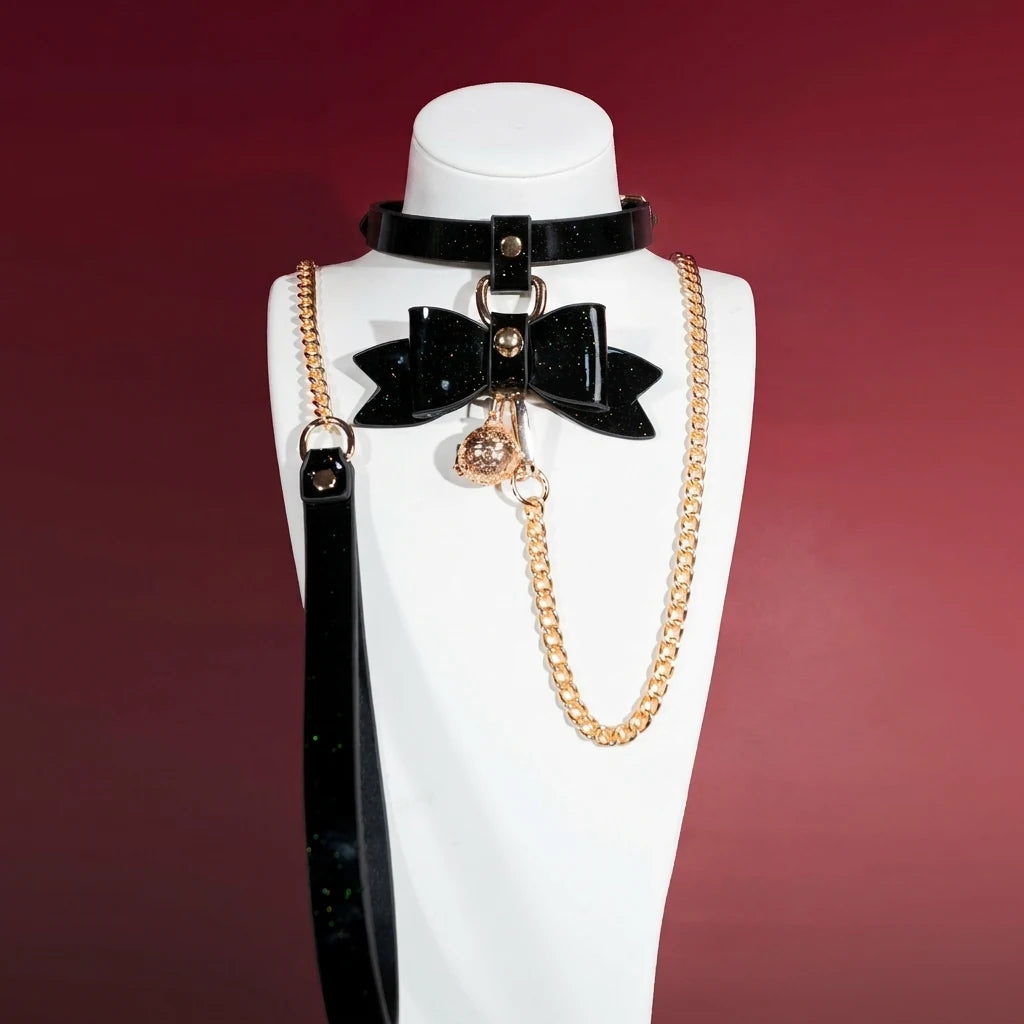 Glow-in-the-Dark Puppy Bow Bell Choker Collar Set - Variant Image 2
