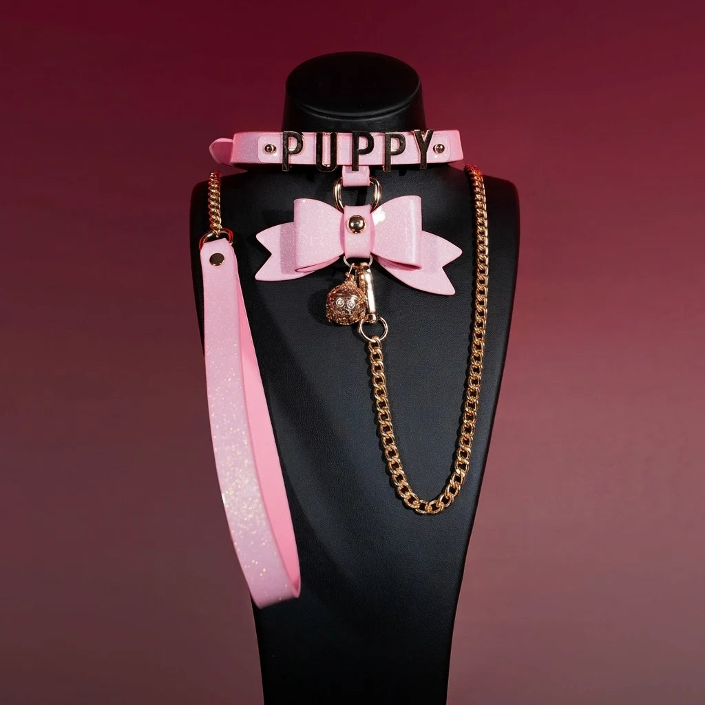 Glow-in-the-Dark Puppy Bow Bell Choker Collar Set - Variant Image 3