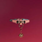 Pink Bow Charm Choker Collar with Leash Chain Set