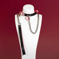 Pink Heart Tag Leather Choker Collar and Chain Leash Set - Variant Image 1