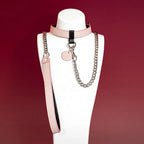 Soft Pink Pebbled Leather Choker Collar Set