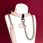Soft Pink Pebbled Leather Choker Collar Set
