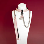 Soft Pink Pebbled Leather Choker Collar Set - Variant Image 2