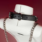 Black Puppy Head Charm Choker Collar and Chain Leash Set