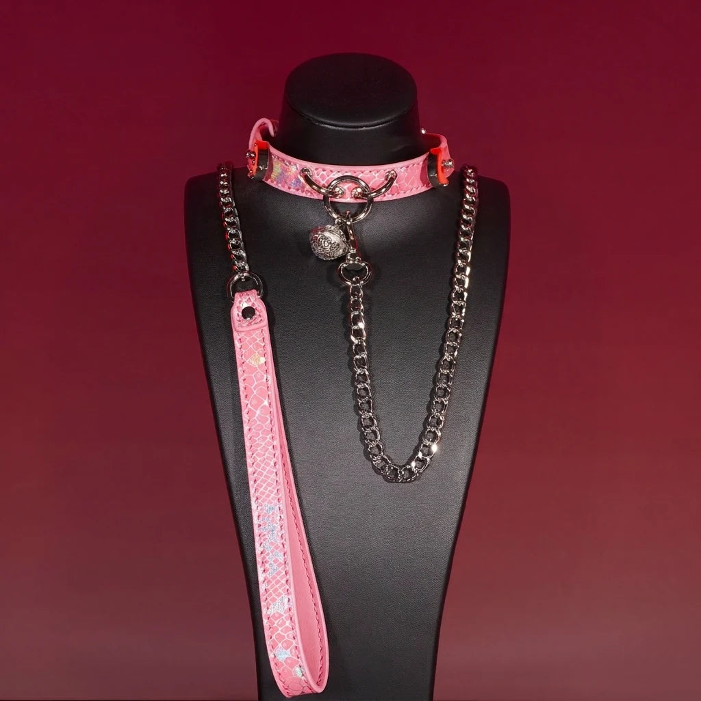 Pink Chameleon Bell Choker Collar Set - Variant Image 1