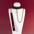 Red Snakeskin Heart Charm Leather Choker Collar Set - Variant Image 1
