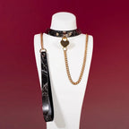 Black Marble Heart Charm Choker Collar Set