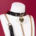 Black Marble Heart Charm Choker Collar Set - Variant Image 1