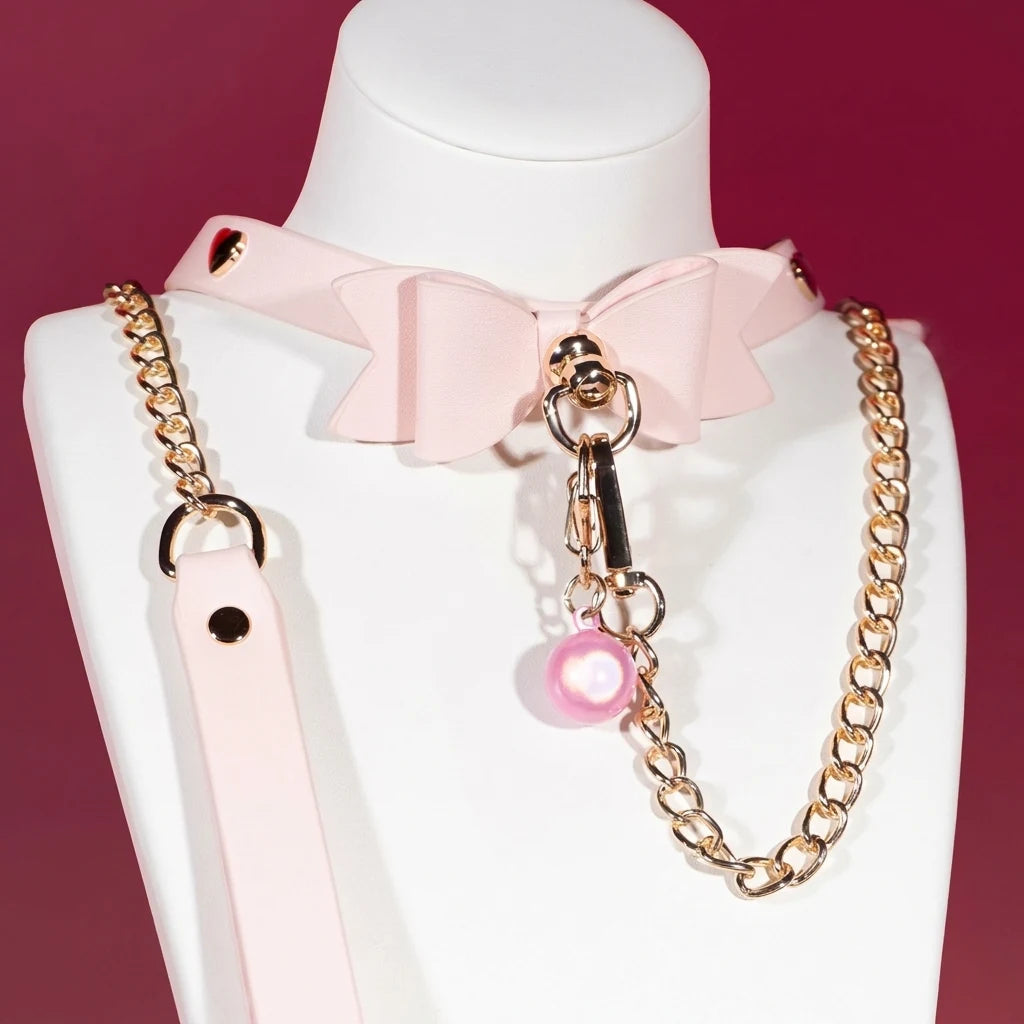 Pastel Pink Bow Bell Choker Collar Gift Set - Variant Image 2