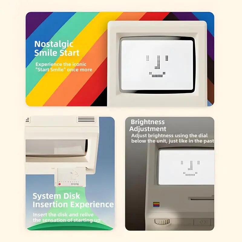 RayCue Classic Mini: Retro Macintosh - Style Desktop Clock & Decor - Ariacase