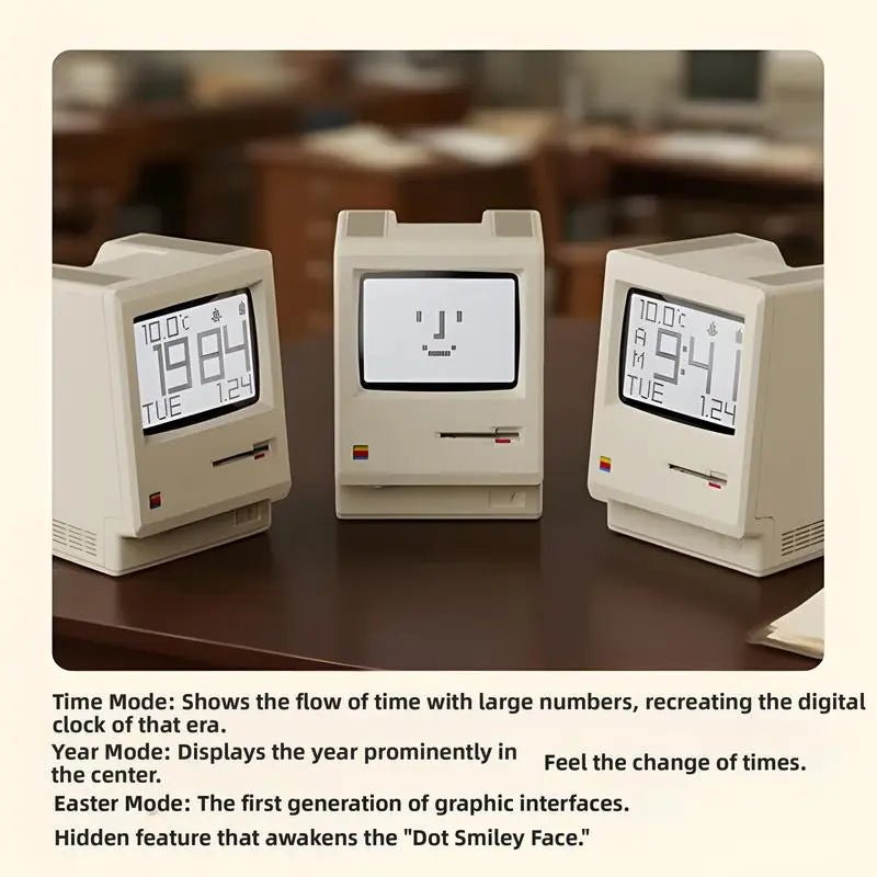 RayCue Classic Mini: Retro Macintosh - Style Desktop Clock & Decor - Ariacase