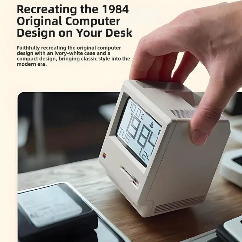 RayCue Classic Mini: Retro Macintosh - Style Desktop Clock & Decor - Ariacase