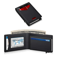 Men's RFID Minimalist Bifold Wallet - 1 ID Window, Pop-Up Card Holder, Money Clip, Gift Box Included - for Summer Vibes, Outdoor Fun,summerwins tiktokshopbacktoschool - Color Black (variant image)