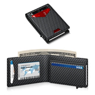 Men's RFID Minimalist Bifold Wallet - 1 ID Window, Pop-Up Card Holder, Money Clip, Gift Box Included - for Summer Vibes, Outdoor Fun,summerwins tiktokshopbacktoschool - Color Carbon (variant image)